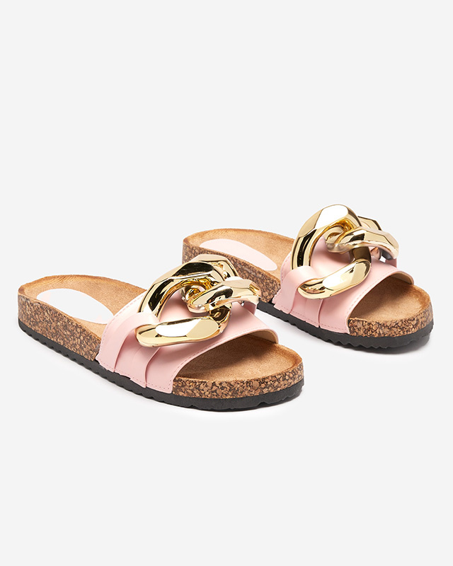 Resti Women&#039;s pink slippers with decoration at Fixci- Footwear