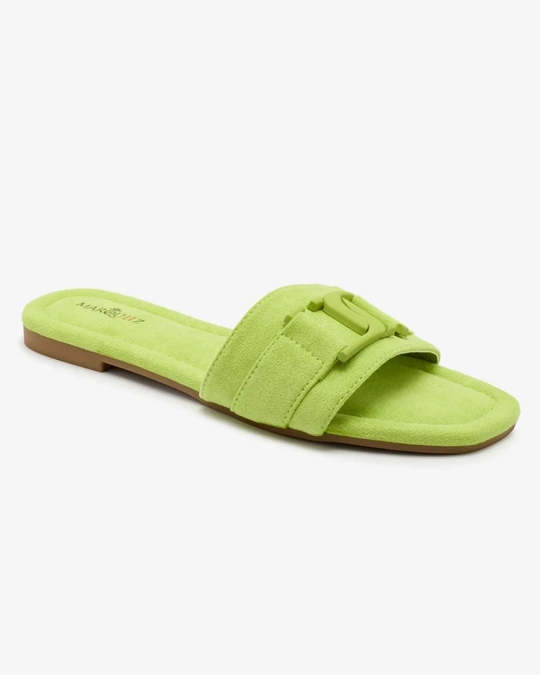 Resti Royalfashion Neon green women&#039;s flip-flops with buckle Rydr