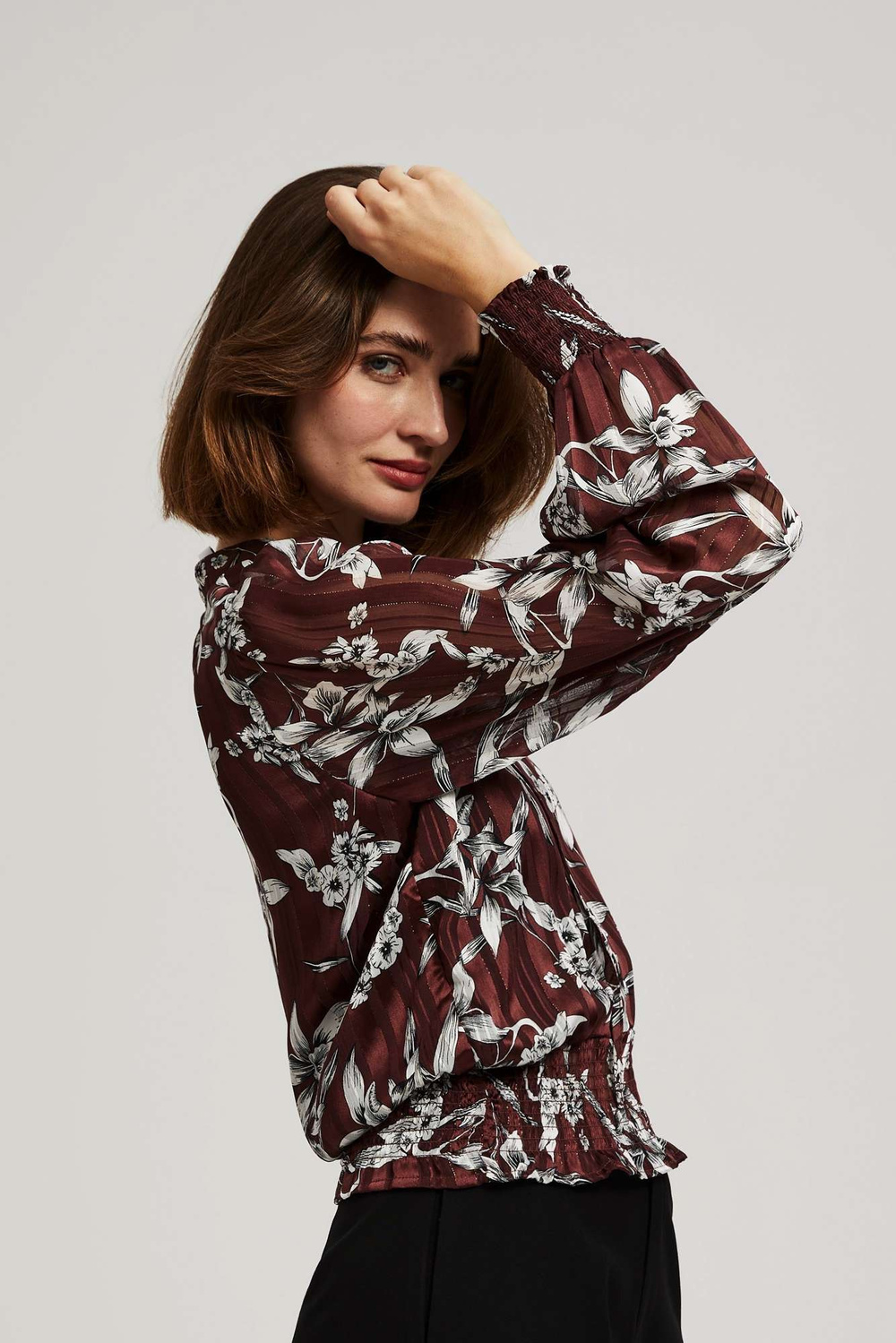 Marisse Chestnut Floral Pattern Shirt