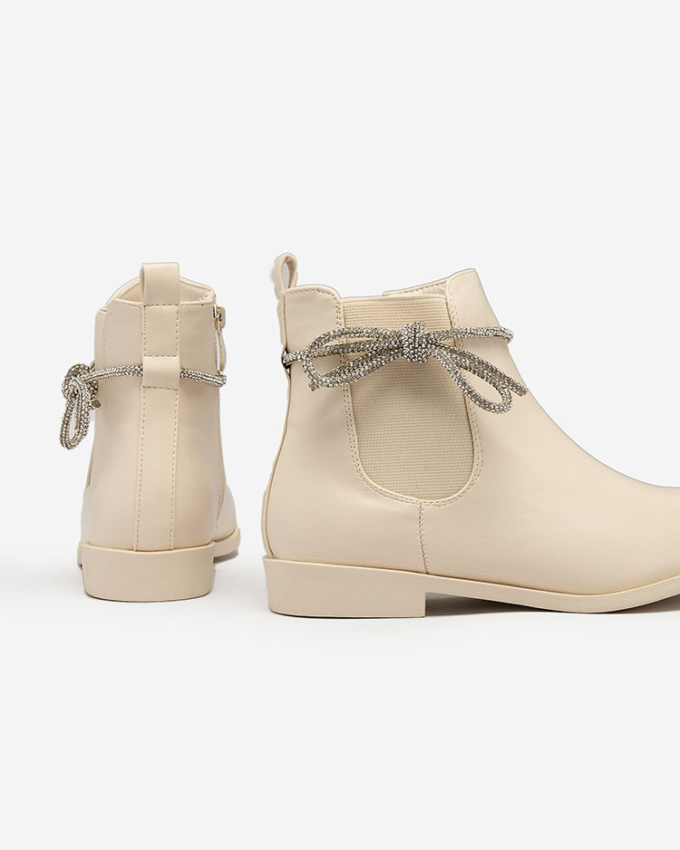 Resti Cream women&#039;s boots a&#039;la sztyblety with zircons Tardere