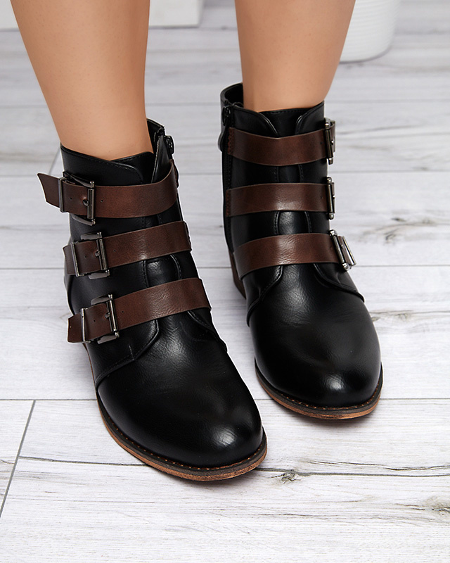 Resti Black ankle boots on a low post Asteria - Footwear