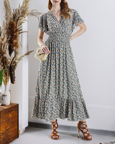 Resti Floral women's midi dress in green- Clothing
