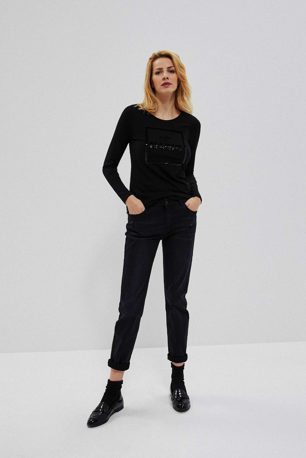Marisse Blouse With Inscription Z-Ts-3649 Black