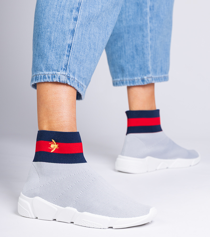 Gemre Sneakers gri sport cu șosetă Pikola