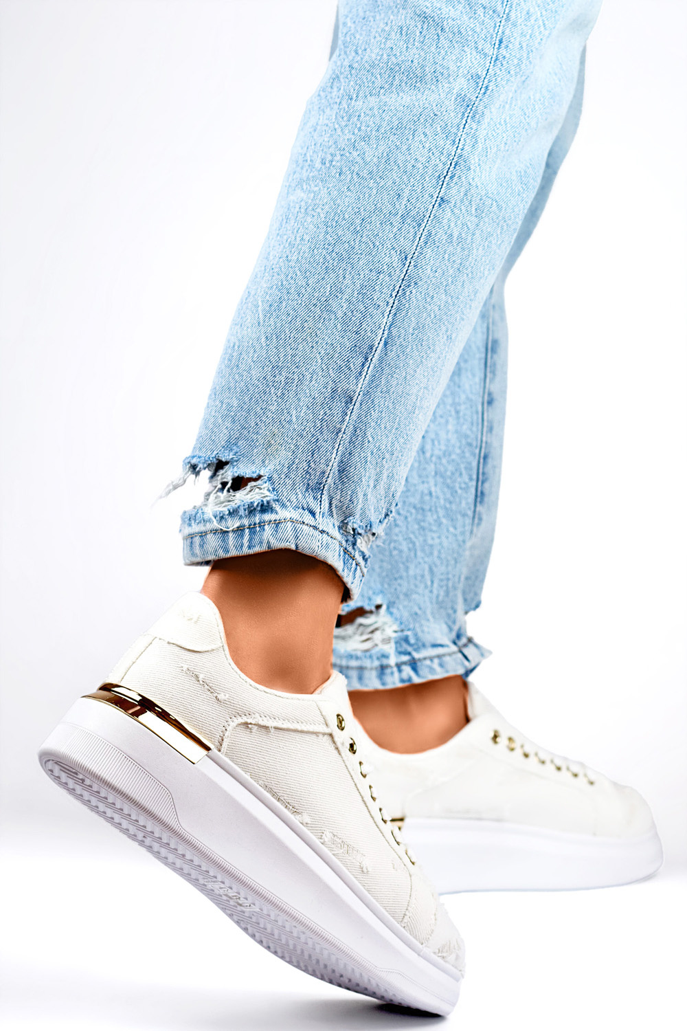 primohurt Buty sportowe damskie fashion modne beżowe sportowe buty na wiosnę