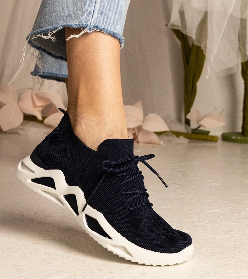 Gemre Sneakersuri albastre pentru femei cu guler tip șosetă Miyana