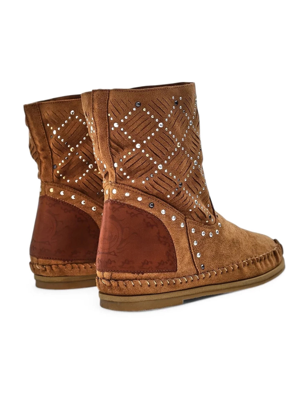 Resti Women's ankle boots with low wedge and studs Indian Style