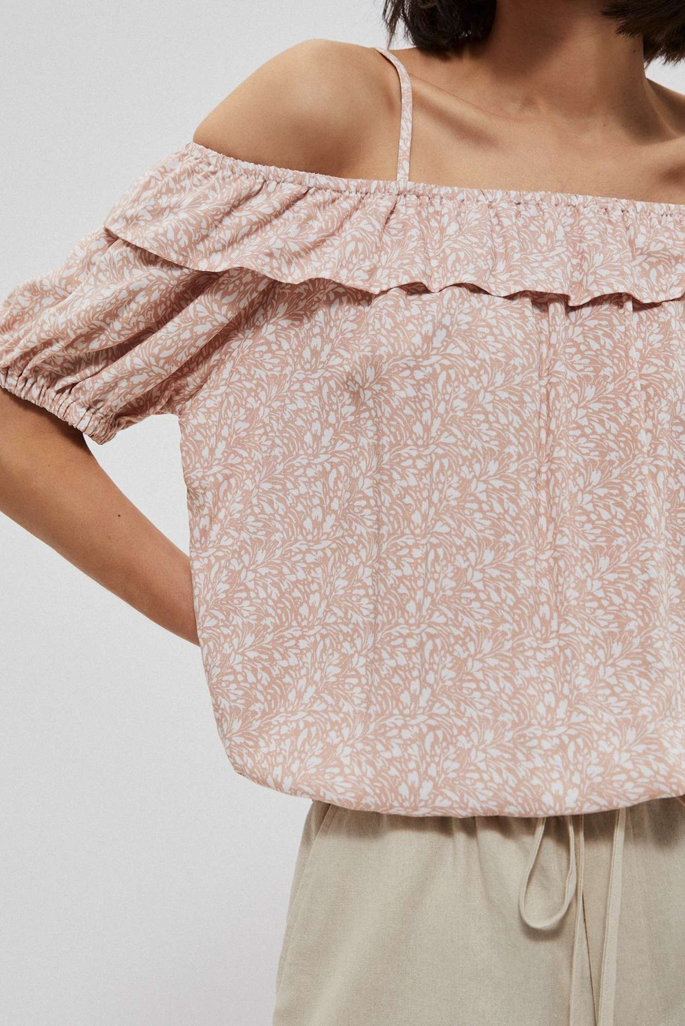 Marisse Cold Arms Shirt With Ruffles L-Ko-3750 L.Terra Cotta