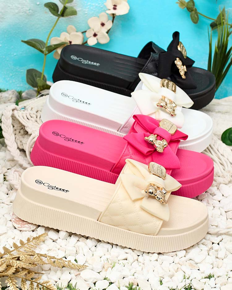 Resti Royalfashion Women&#039;s quilted flip-flops with decorative bow Nelmi