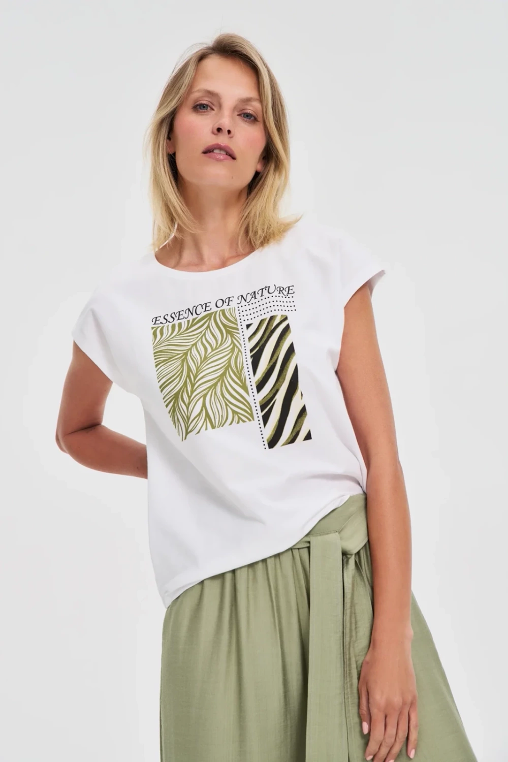 Marisse Cotton Blouse With Print, White