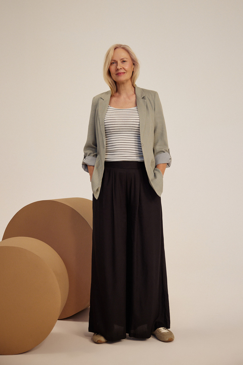Marisse Viscose Wide-Leg Trousers, Black