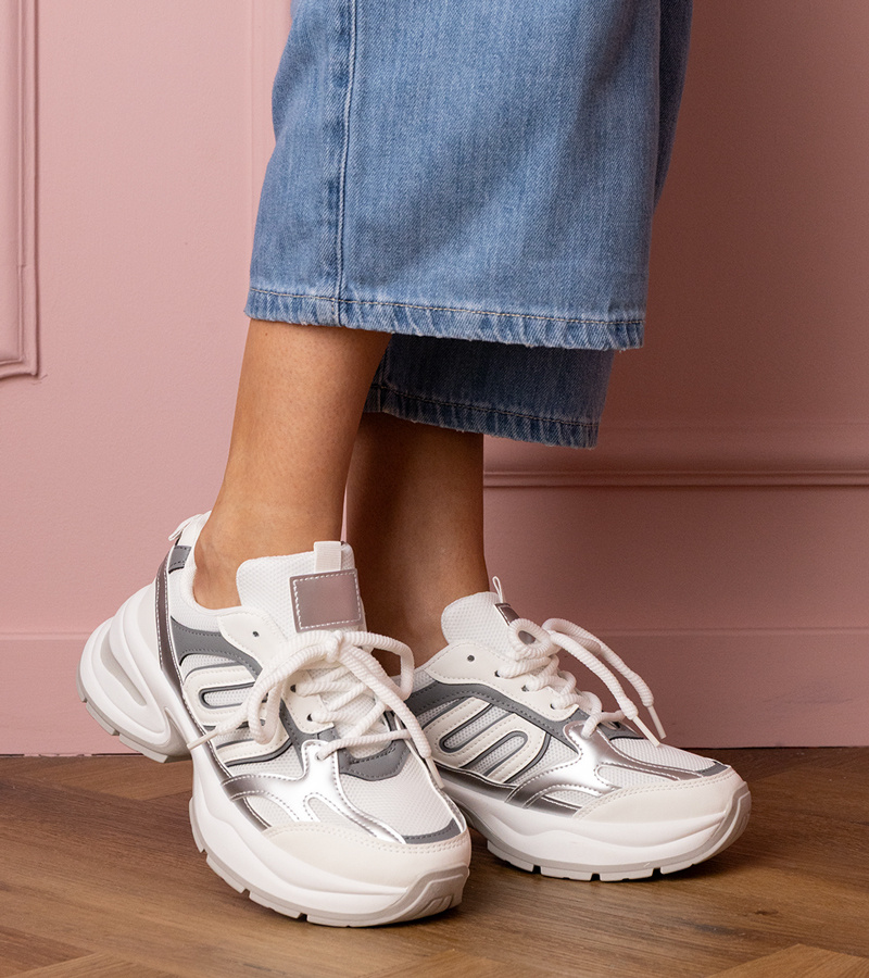 Gemre Sneakers albi sport cu talpă masivă Aries