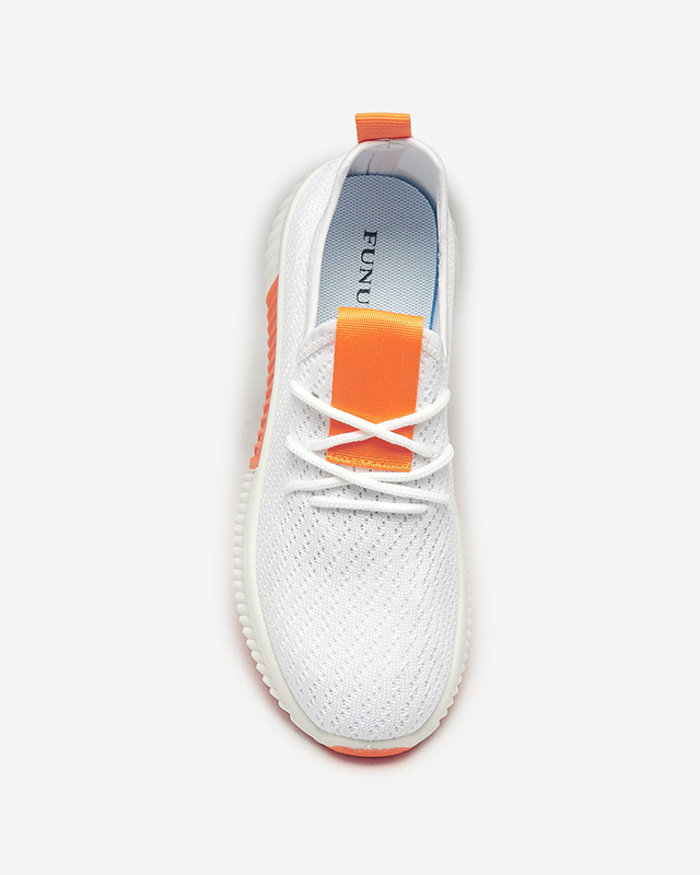 Resti White women&#039;s sports shoes with orange inserts Kedeti - Footwear