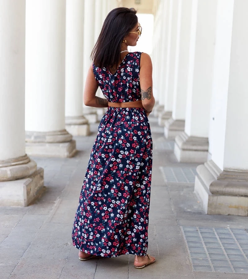 Gemre Set albastru marin cu top și fustă Genova