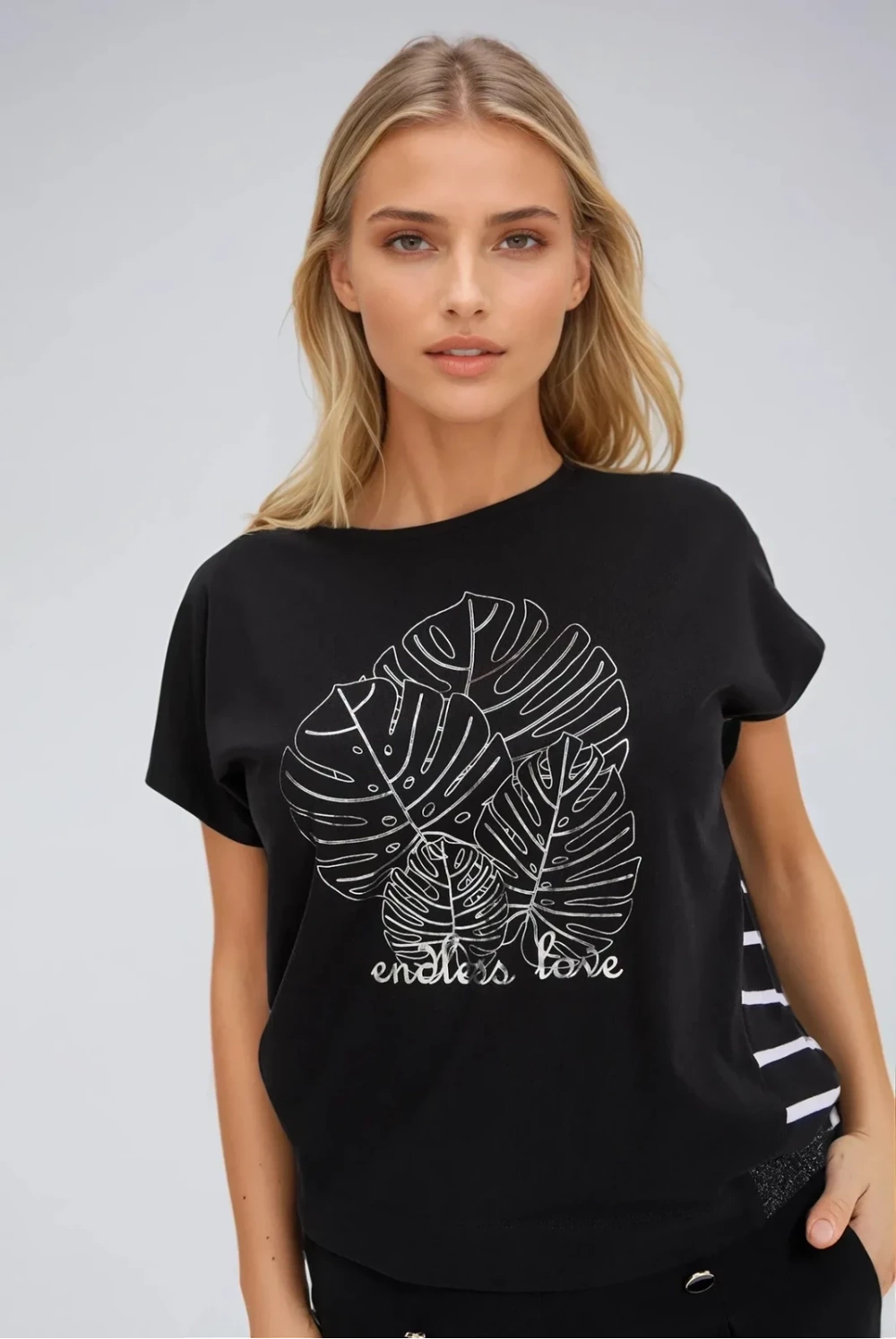 Marisse Black Cotton Blouse With Print