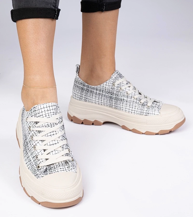 Gemre Adidași alb-negru cu talpă groasă Salsana