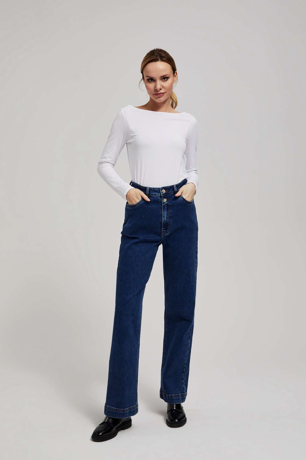 Marisse Fitted Long-Sleeved White Blouse