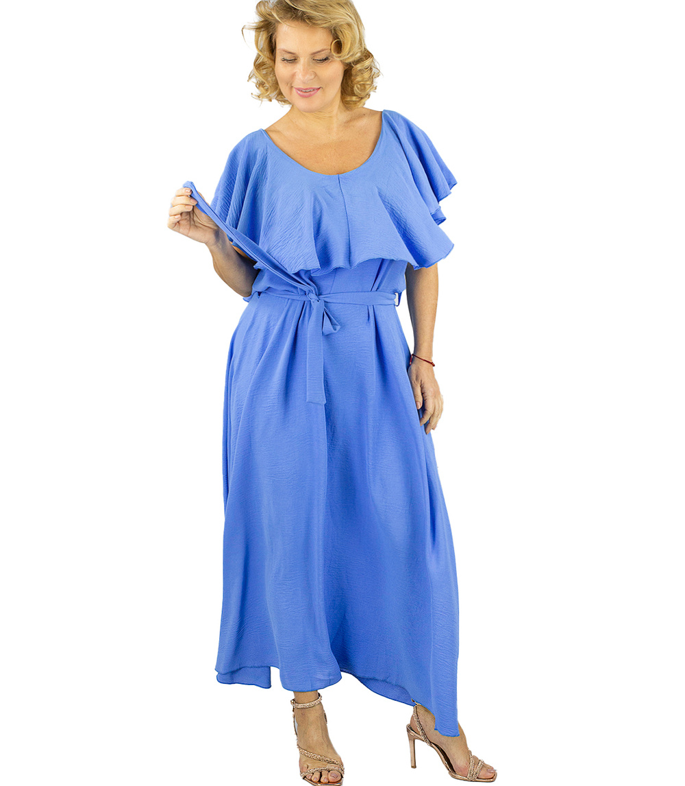 Pri Airy maxi dress with ruffles and waist tie STELLA