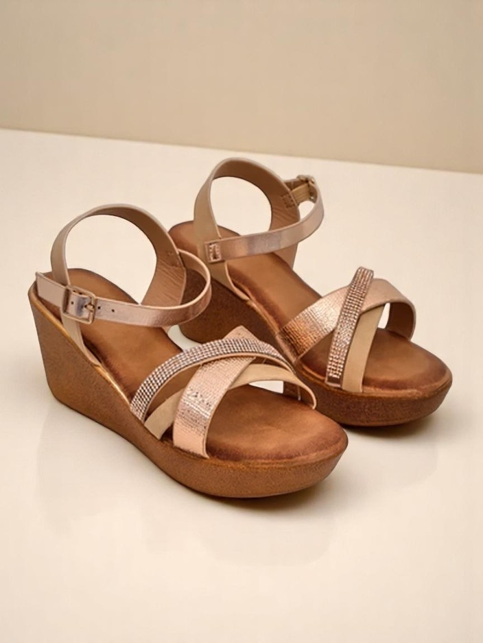 Resti Women's wedge sandals with rhinestones and glitter Glittera