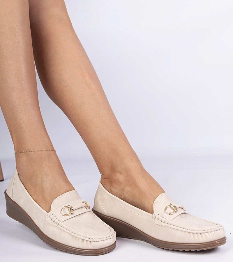 Gemre Sambada pantofi crem pentru femei cu platformă și finisaj mat