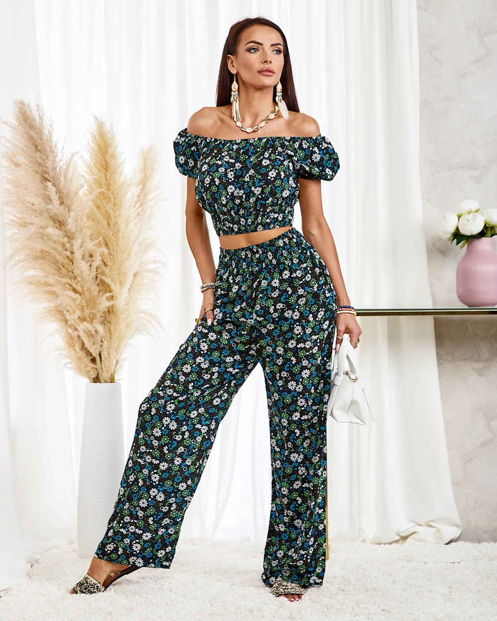 Resti Black two-piece women's floral set