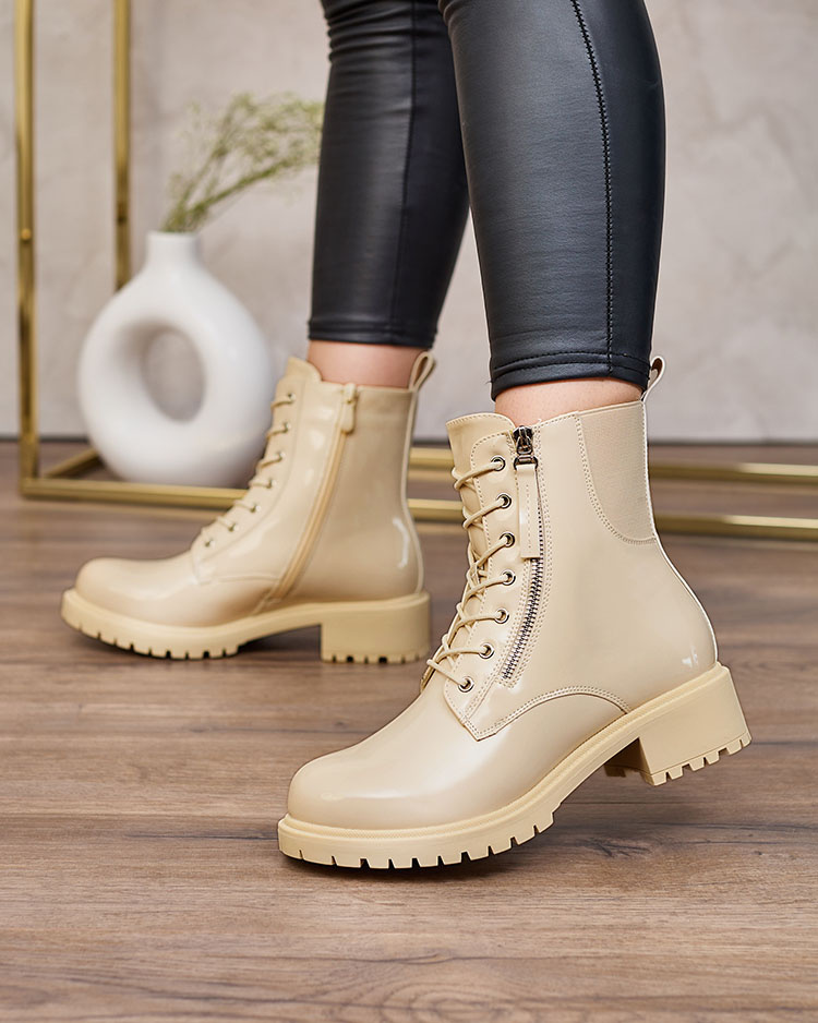 Resti Beige eco leather women&#039;s Seddaga bagger boots