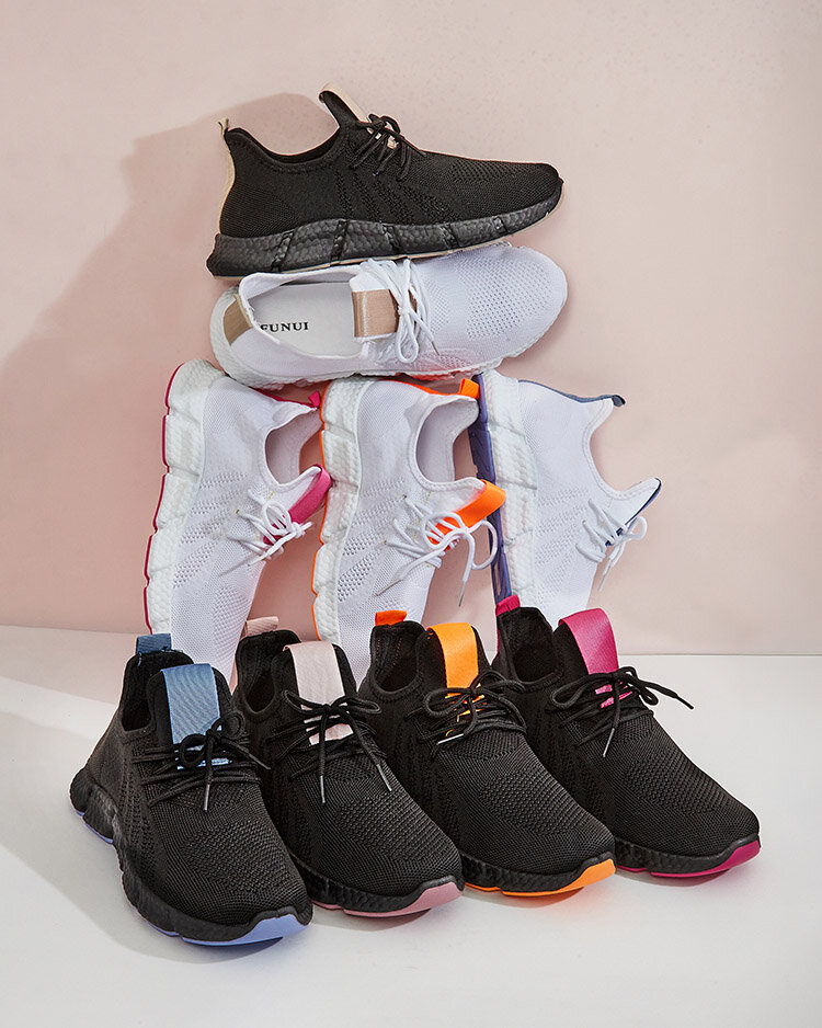 Resti White and orange women&#039;s sports shoes Baym - Footwear