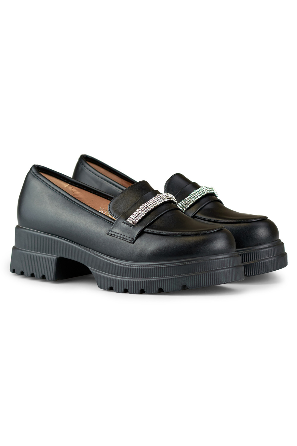 primohurt Czarne loafersy damskie ze skóry ekologicznej