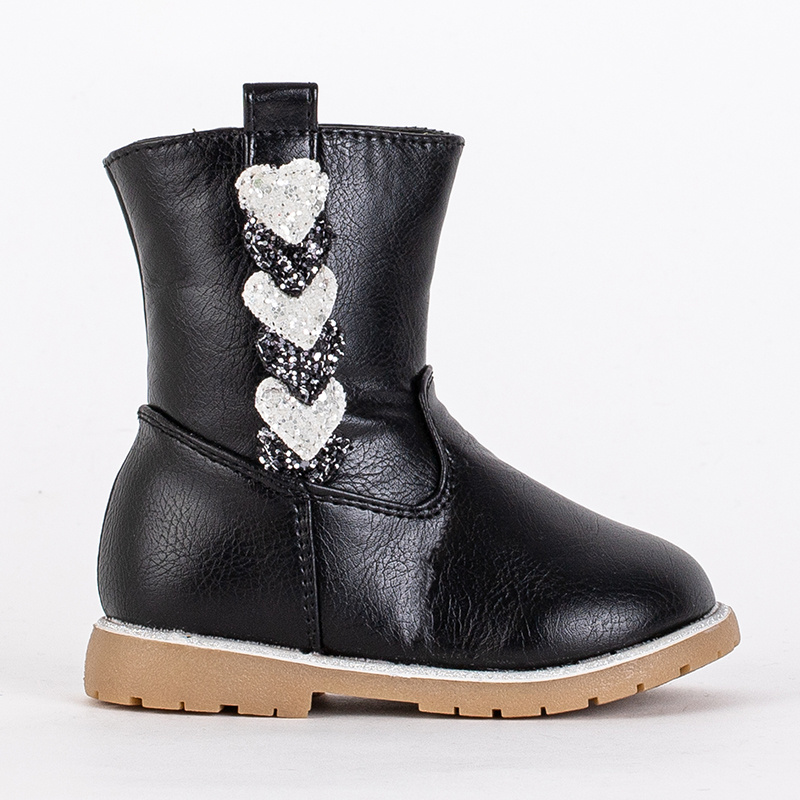 Resti Black girls boots with a decorative upper Nokimi - Footwear