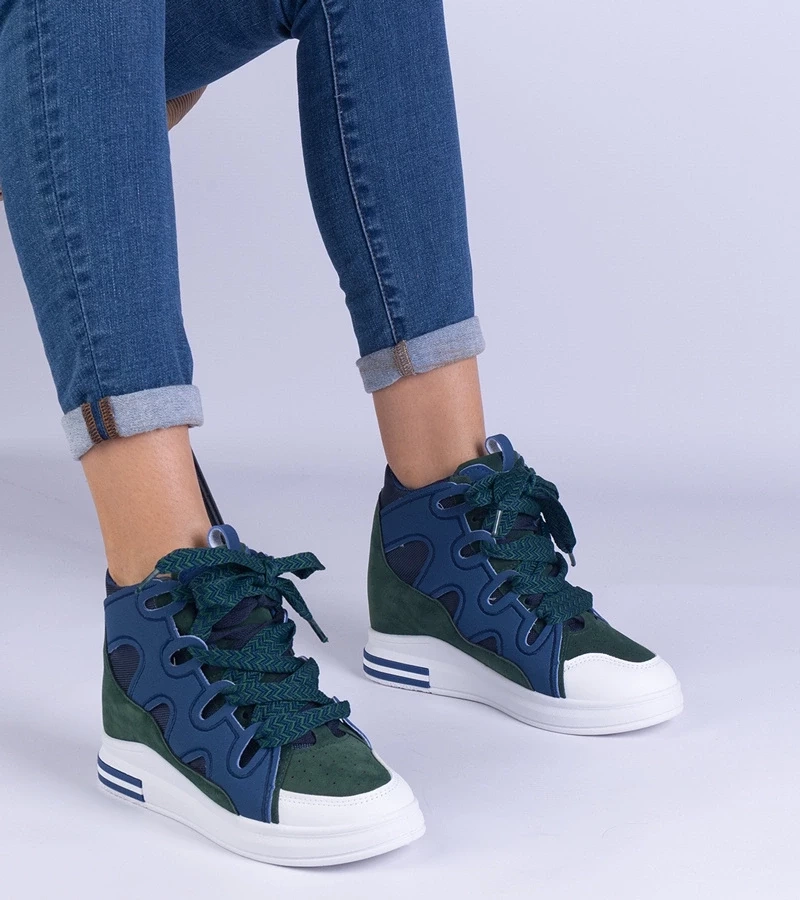 Gemre Adidași de damă albastru-verzi cu șireturi groase Gralina