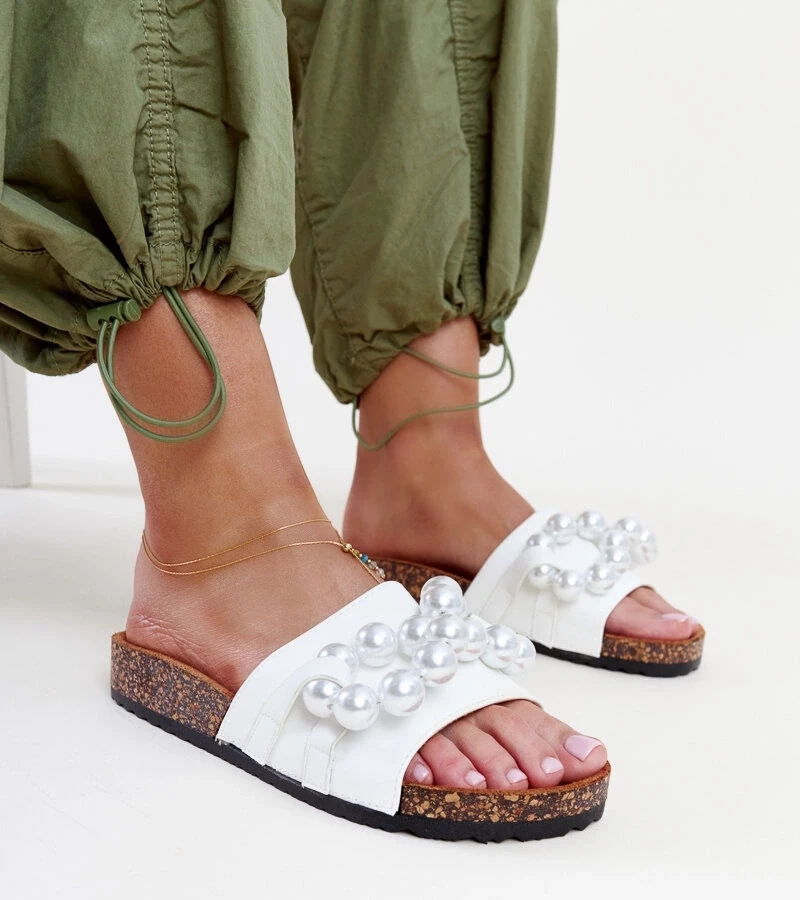 marka niezdefiniowana Papuci albi pe talpă de plută cu corali din Zlatna