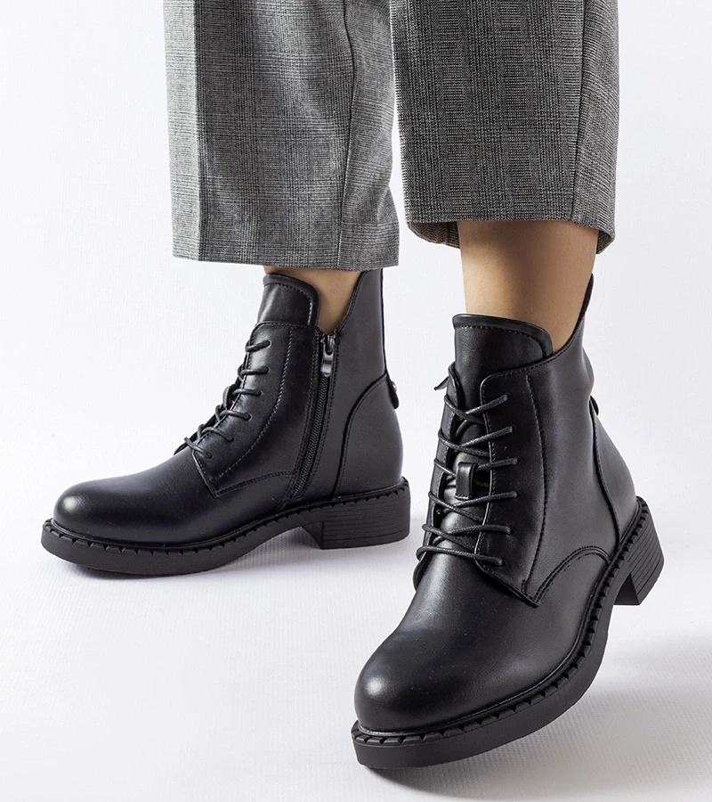 Gemre Botine negre plate asimetrice Solza