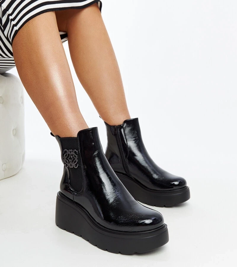 Gemre Ghete negre căptușite, cu platformă, lacuite de Sarkis