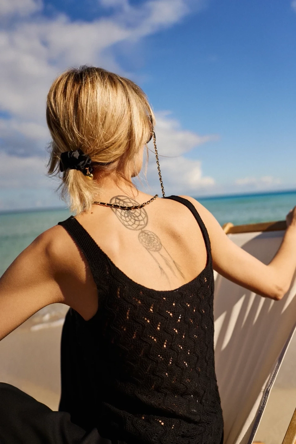 Marisse Black Openwork Top