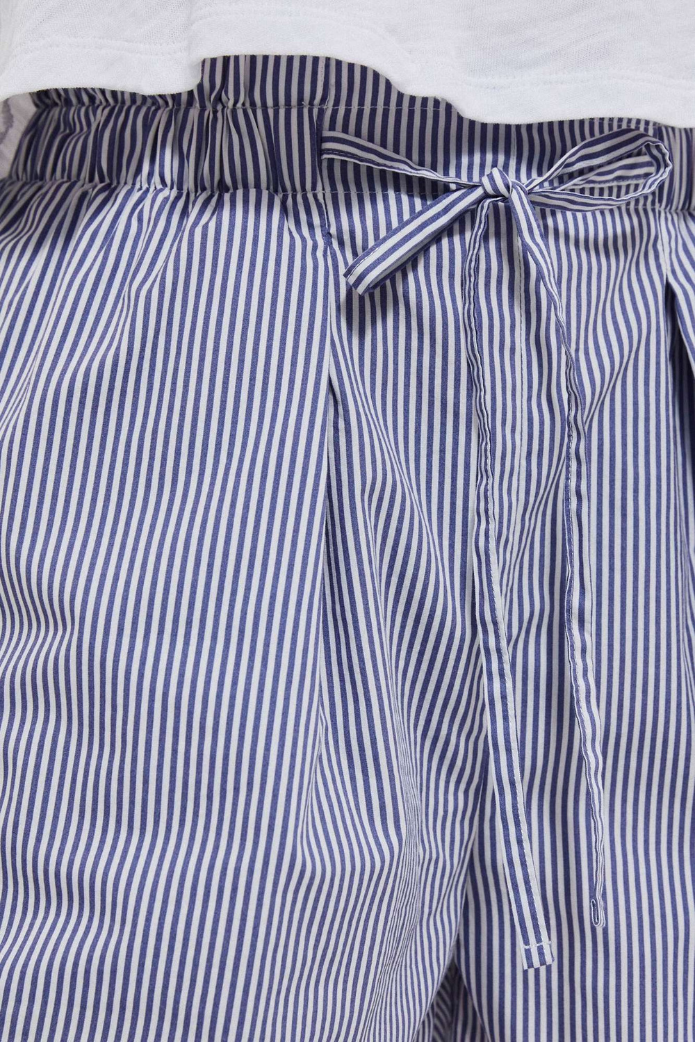 Striped Cotton Shorts - White