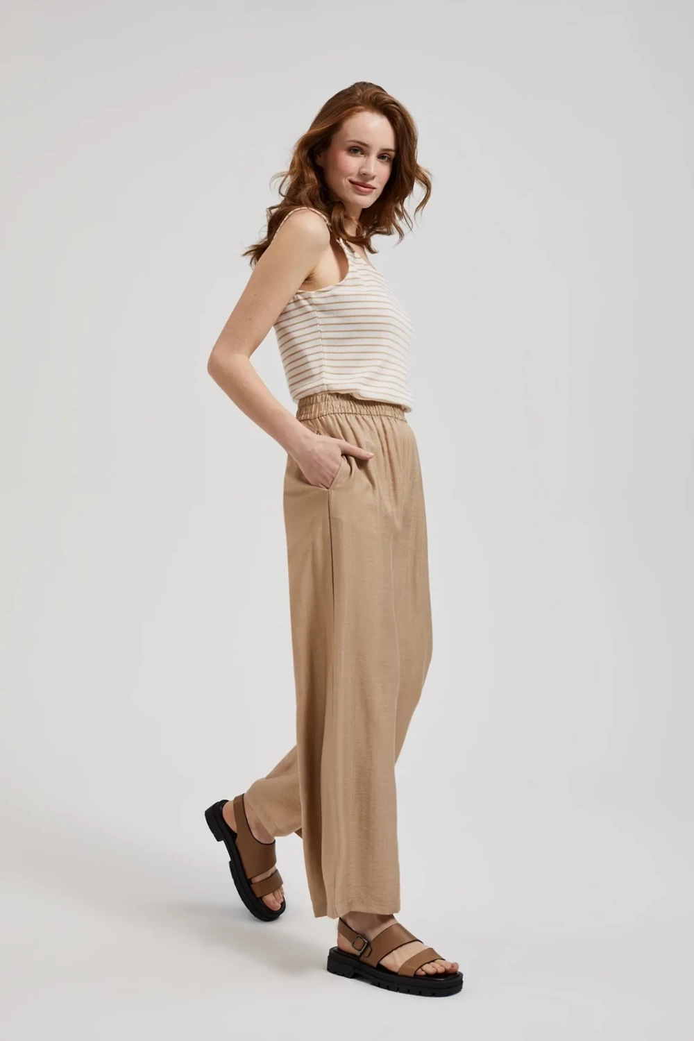 Women's summer trousers MOODO - cofee
