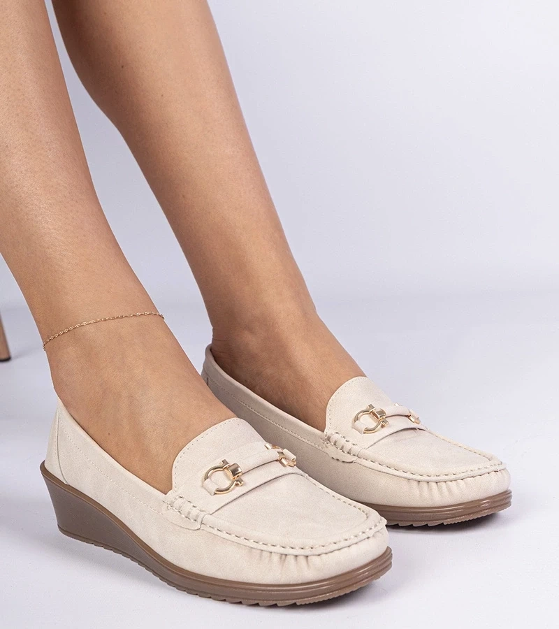 Gemre Sambada pantofi crem pentru femei cu platformă și finisaj mat