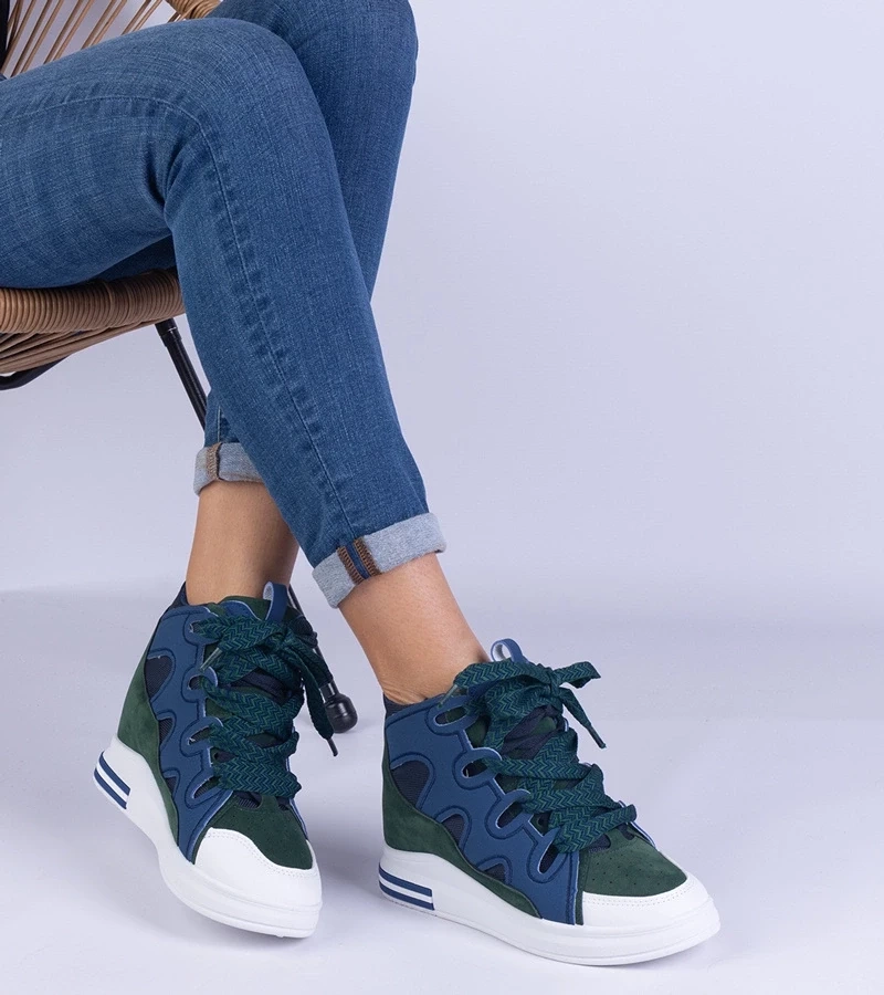 Gemre Adidași de damă albastru-verzi cu șireturi groase Gralina