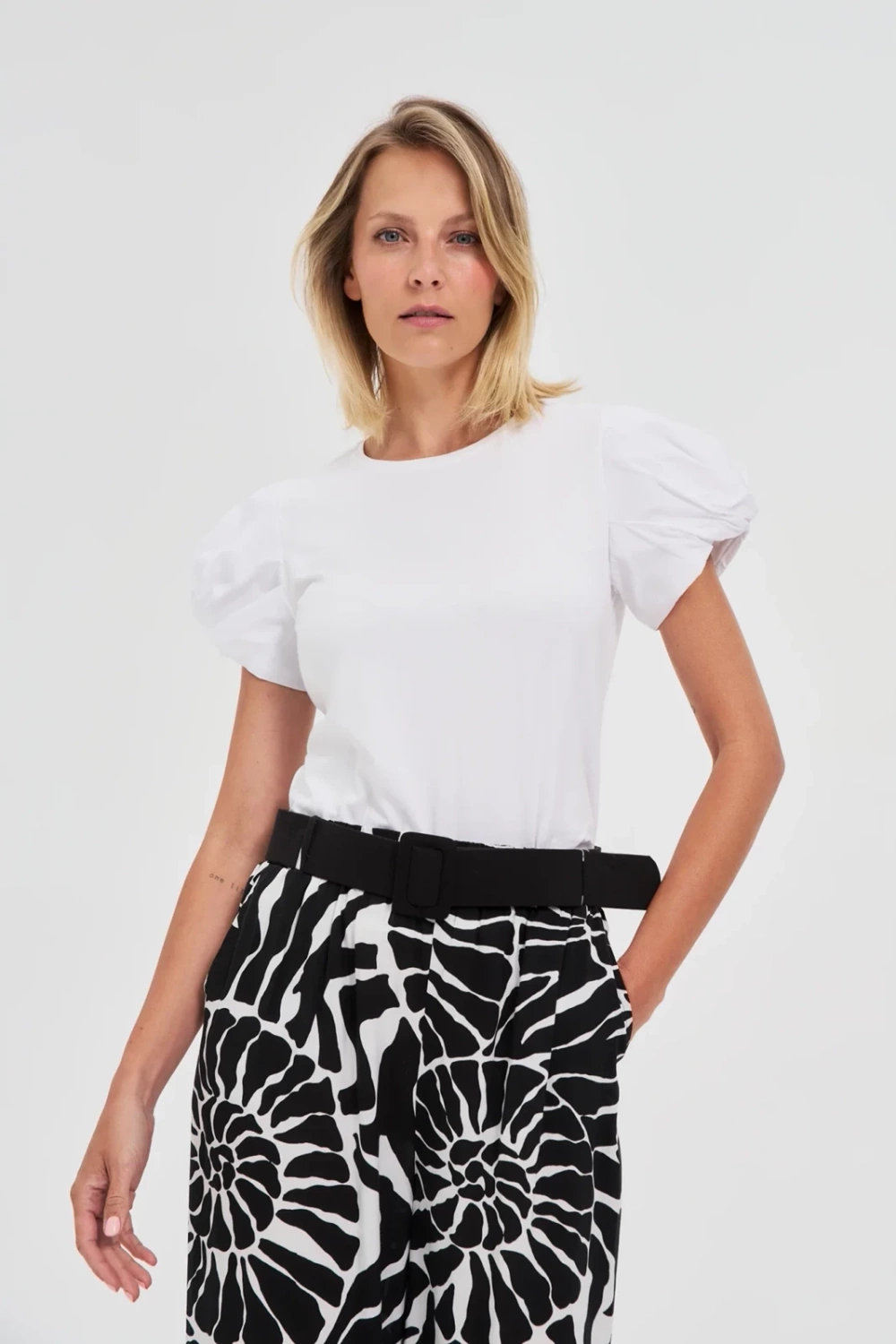 Marisse White Puff Sleeve Blouse