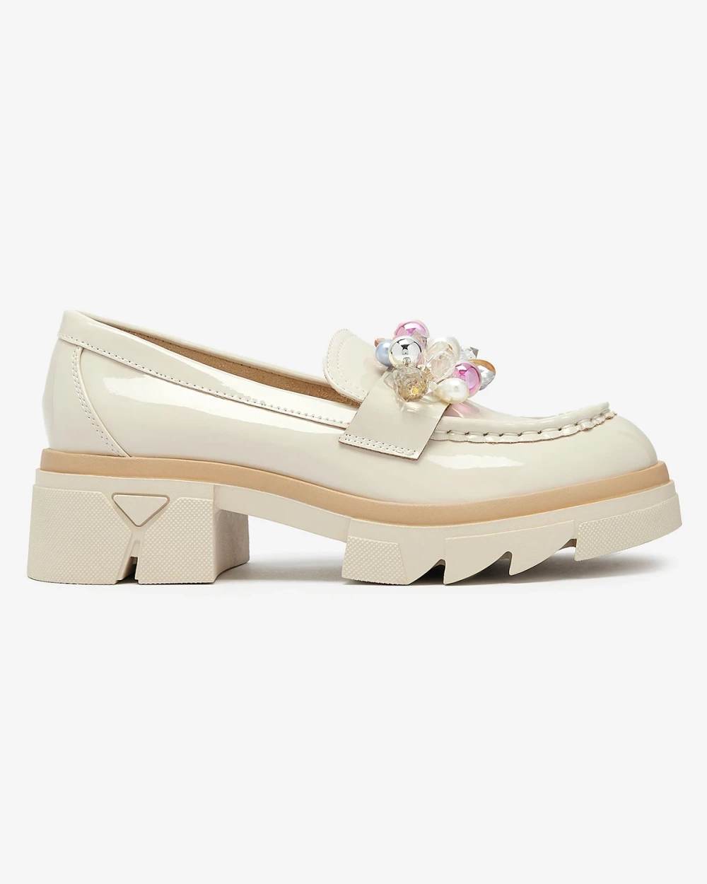 Resti Lacquered beige moccasins for women Geloppa- Footwear