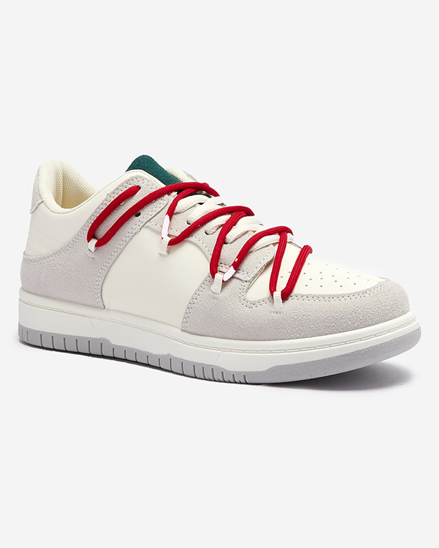Resti White and gray women's sports sneakers with red laces Olierinc - Footwear