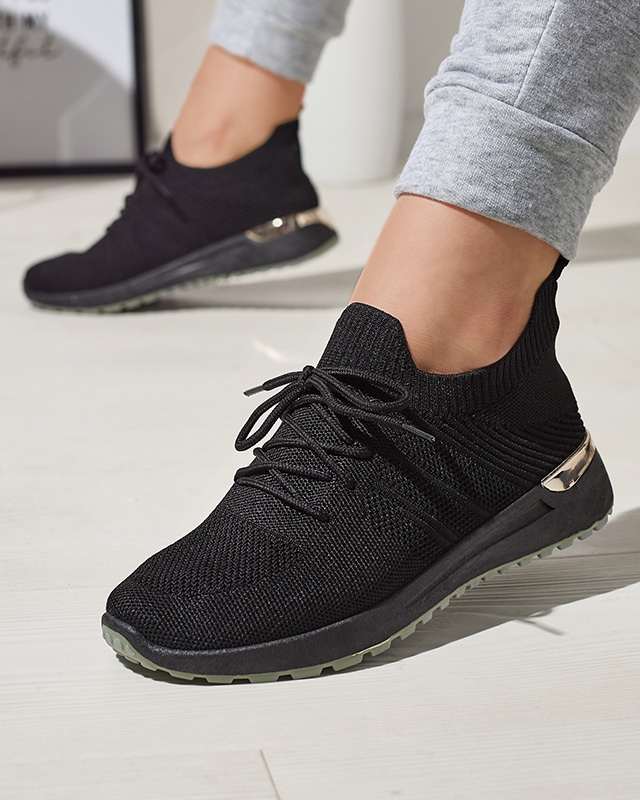 Resti Black Fabric Women&#039;s Sports Shoes Ferroni- Footwear