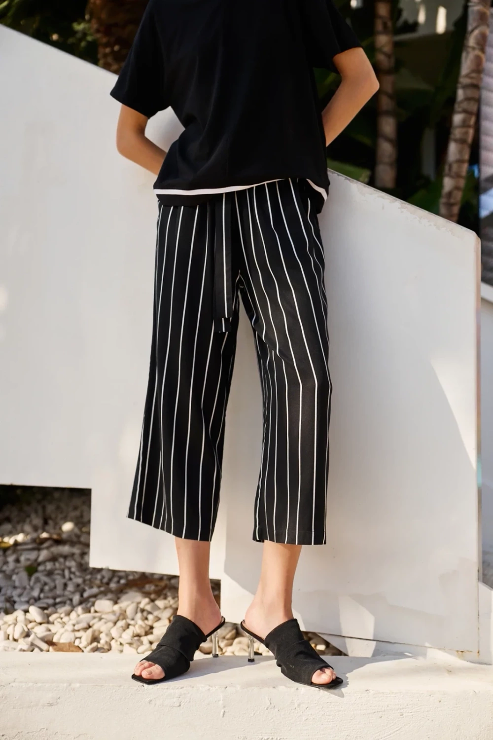 Marisse Black Striped Culottes