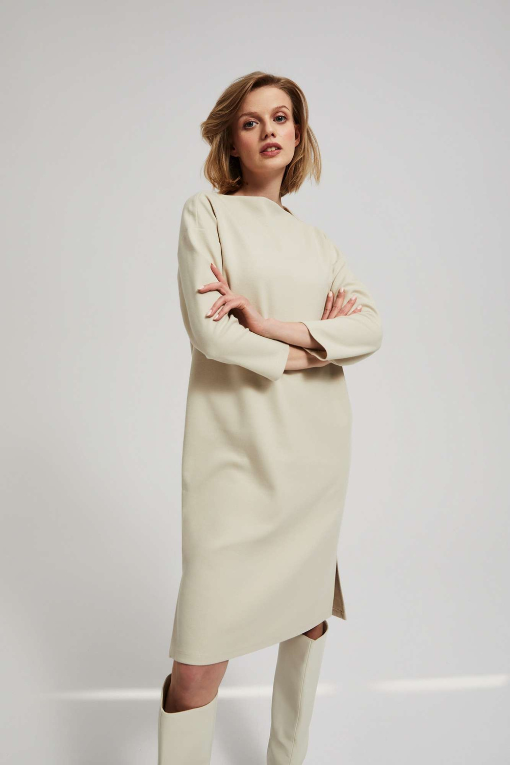 Marisse Simple Dress With 3/4 Sleeves
