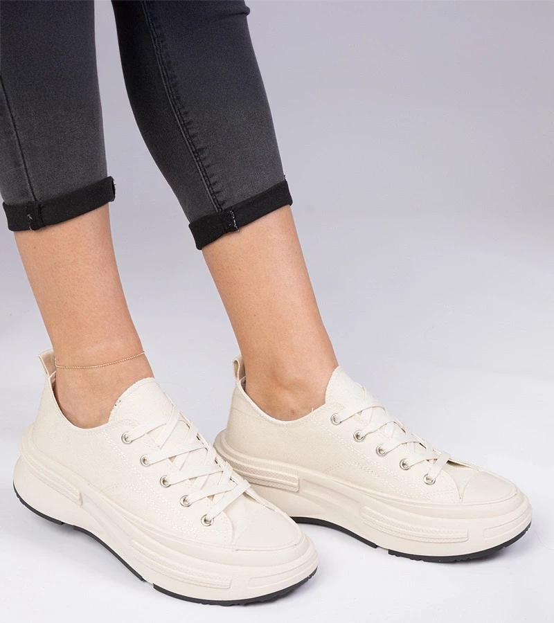 Gemre Adidași bej pentru femei din material Katerin