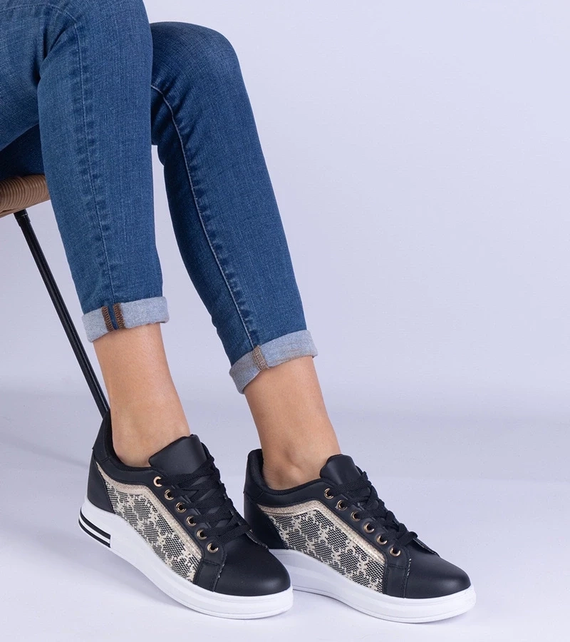 Gemre Adidași negri de damă cu platformă ascunsă Rondario