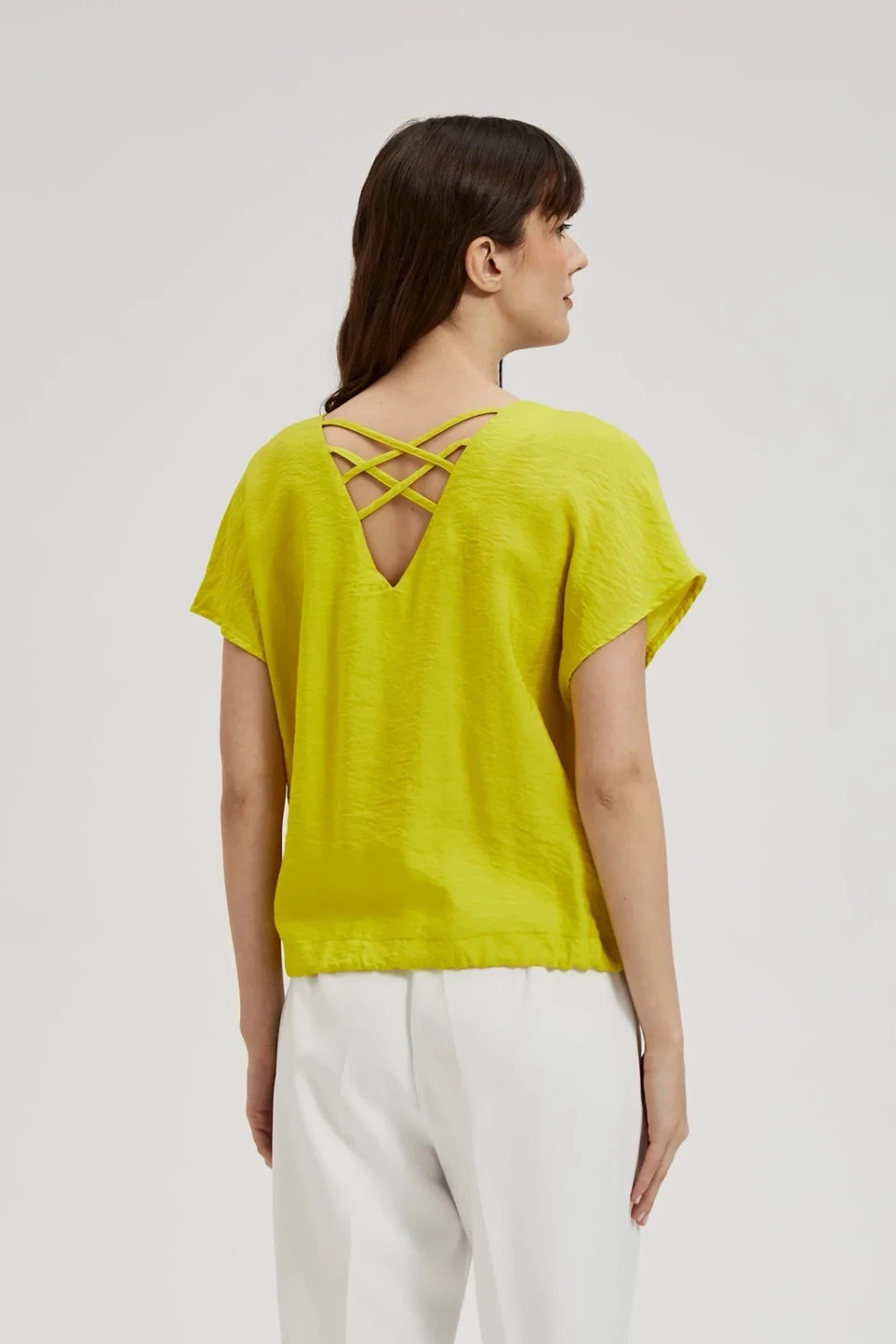 Women's blouse with waist tie MOODO - green