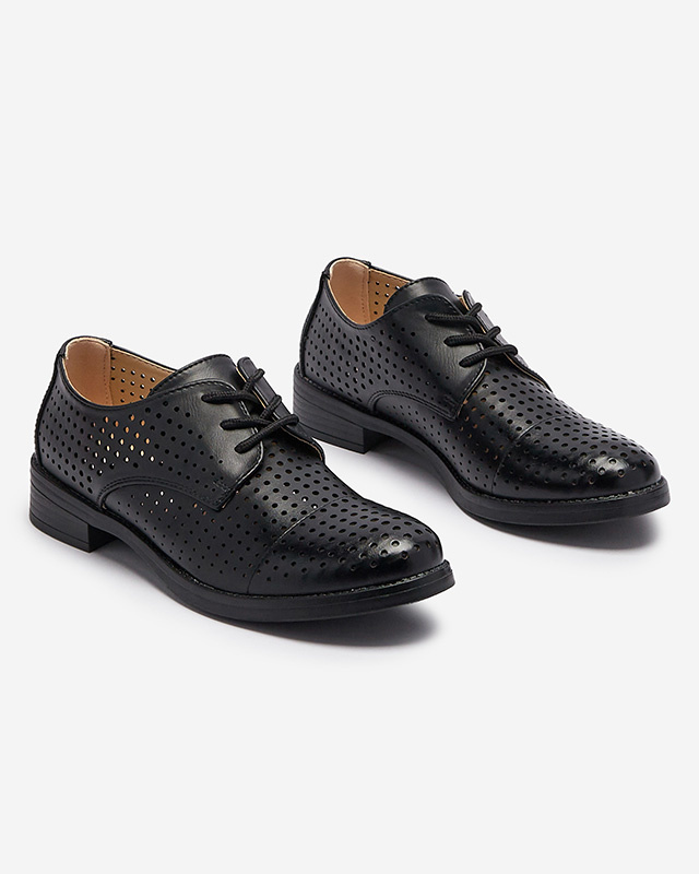 Resti Openwork black women's eco leather half shoes Azedvo- Footwear