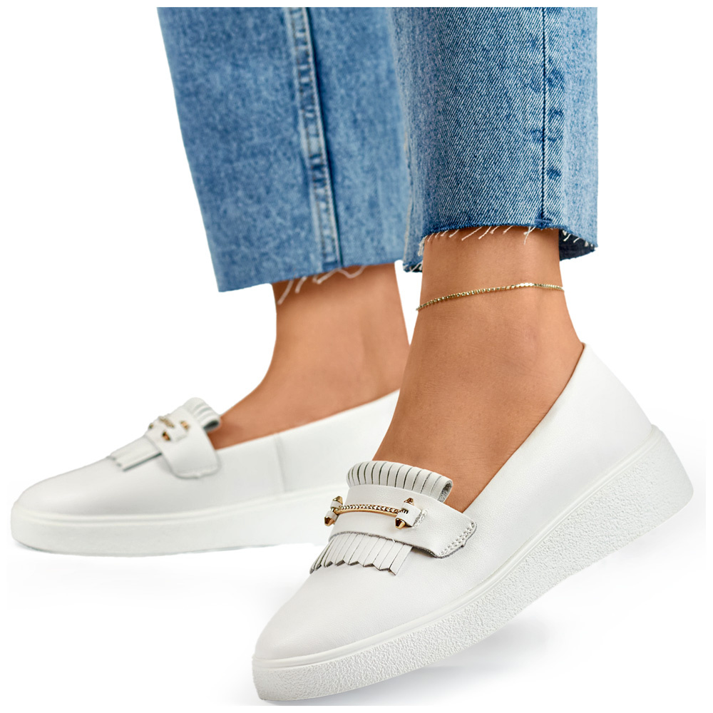 primohurt Skórzane półbuty damskie białe