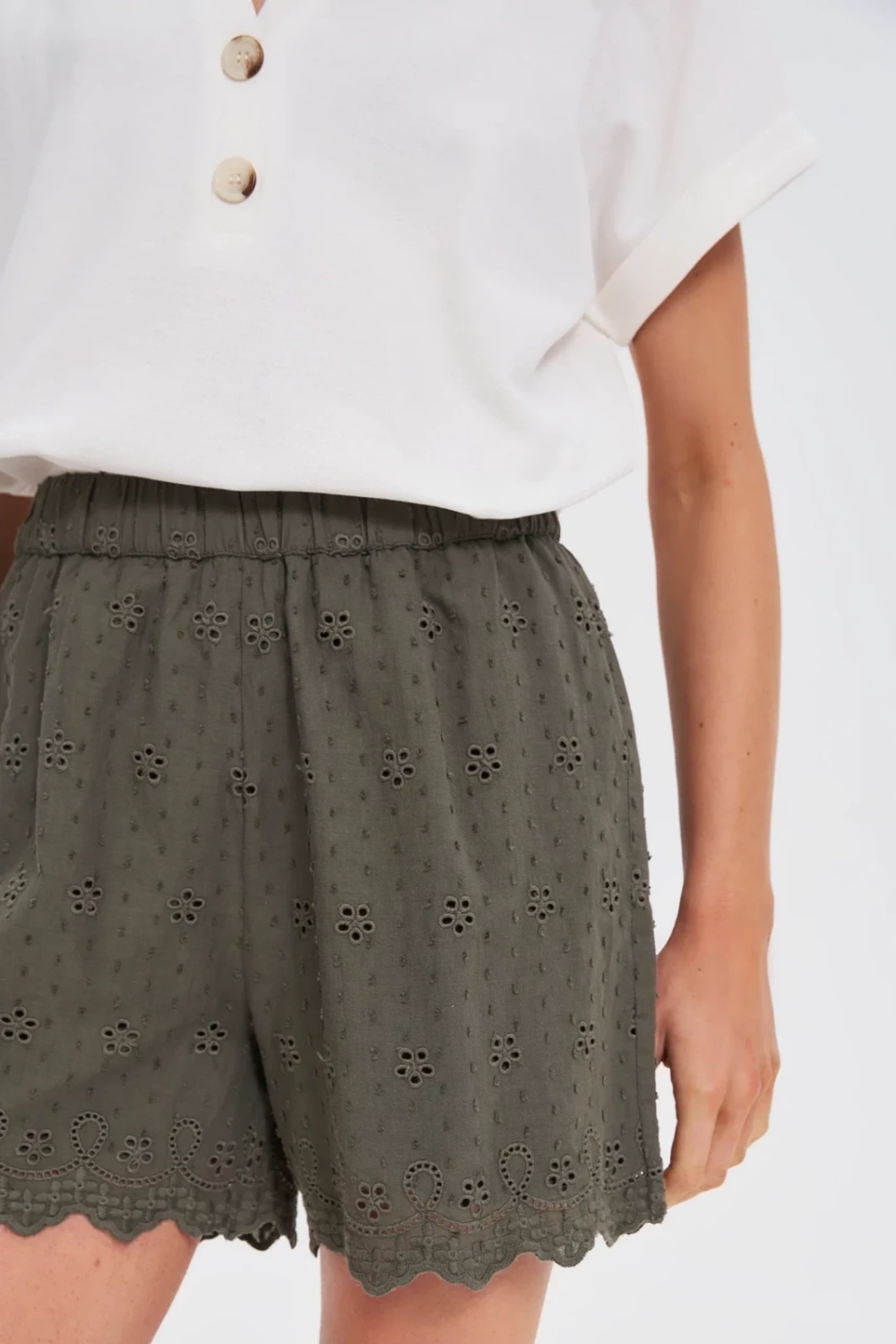 Marisse Olive Cotton Shorts